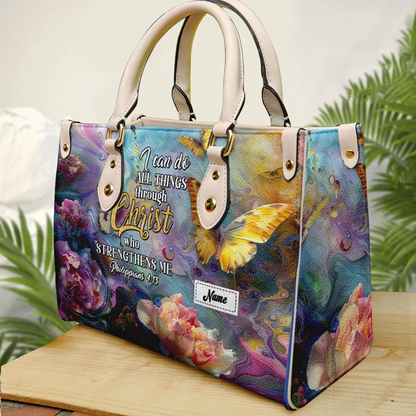 I Can Do All Things Through Him Who Strengthens Me Bible Verse PU Leather Handbag Umds2-2