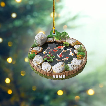 Personalized Koi Fish Christmas Ornament – Custom 2D Flat Koi Pond Ornament, Fish Lover Holiday Gift, Lake & Garden Christmas Decor