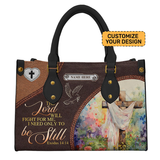The Lord Will Fight For Me Religious Leather Handbag- Bible Verse Bag For Christian ID-0324-HAXP