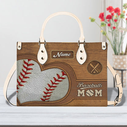 Gift for Baseball Mom- Personalized Leather Handbag for Baseball Lover ID-0703-KI0T