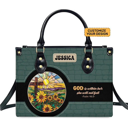 God Is Within Her Bible Verse Leather Handbag- Personalized PU Church Bag For Her Umu1-3