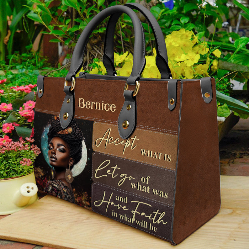 Black Queen Have Faith In What Will Be PU Leather Handbag For Christian ID-0408-QRJY