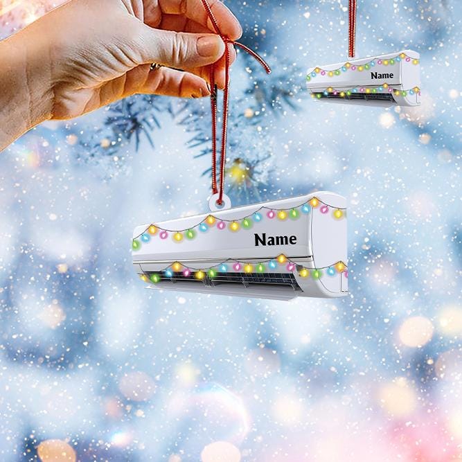 Personalized Air Conditioner Christmas Ornament – Custom AC Hanging Ornament, HVAC Holiday Gift, Air Conditioning Christmas Tree Decor