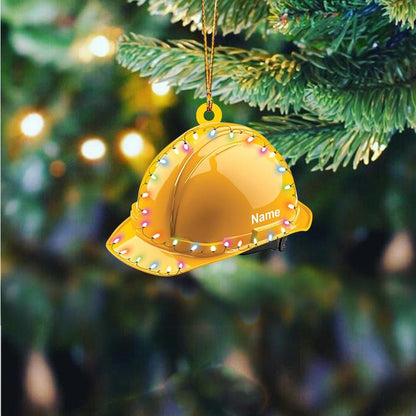 Personalized Construction Helmet Christmas Ornament – Custom Safety Hard Hat Ornament, Builder Holiday Gift, Construction Worker Xmas Decor