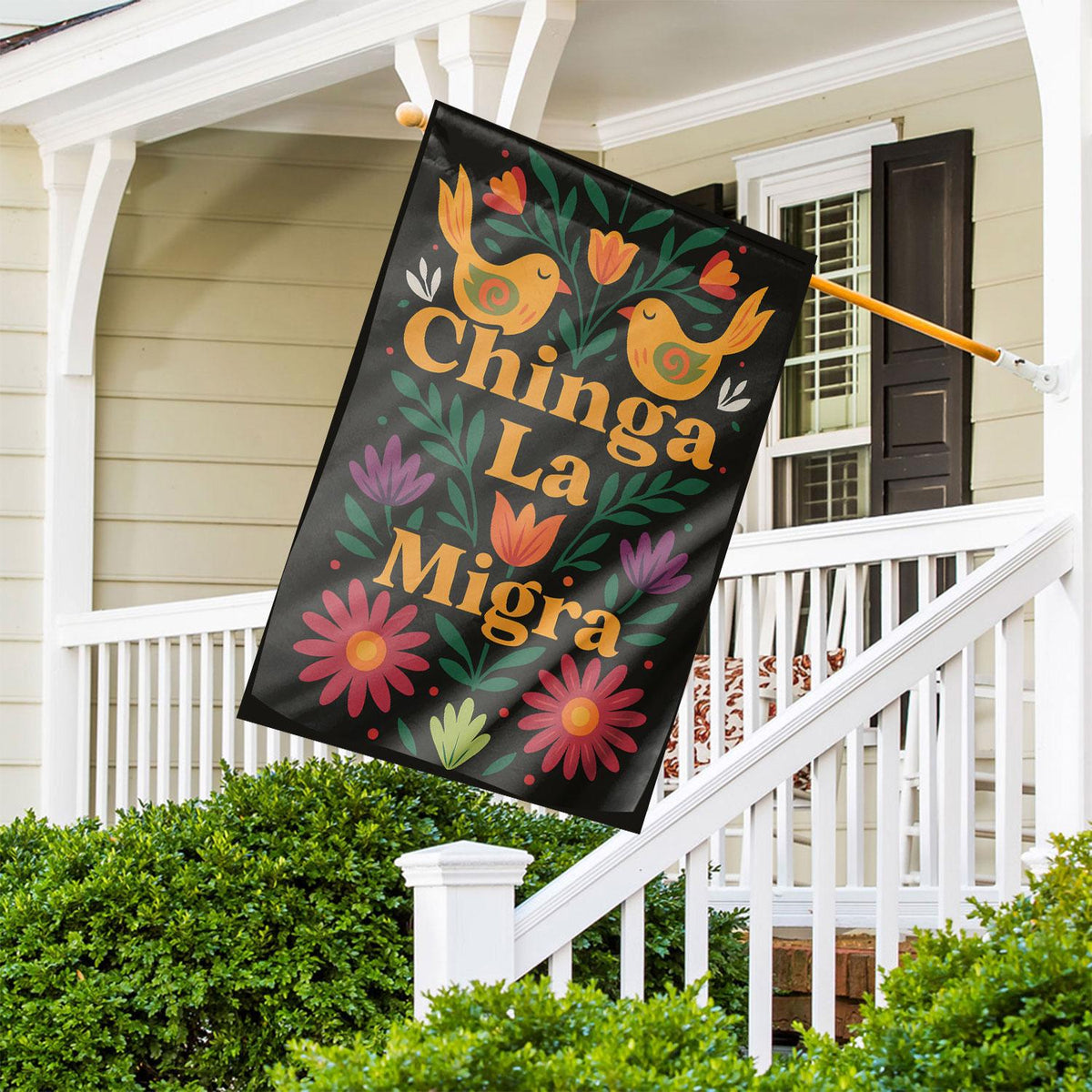 "Chinga La Migra" Spring Garden Flag: Anti-ICE Protest Sign