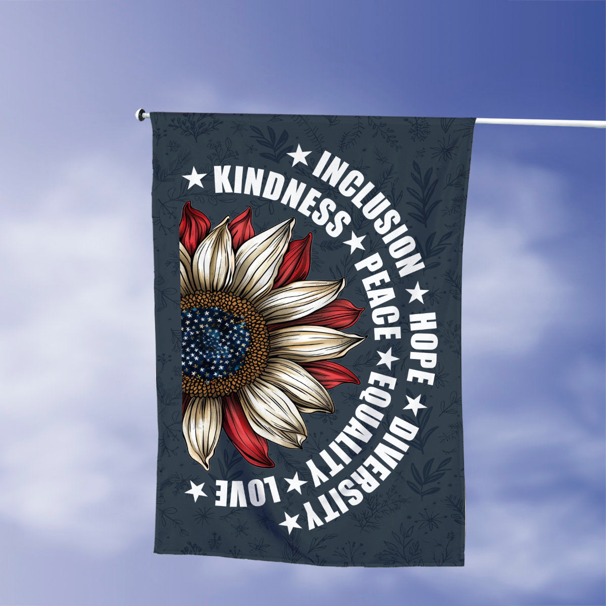 Sunflower Diversity Garden Flag: Peace, Love & Inclusion