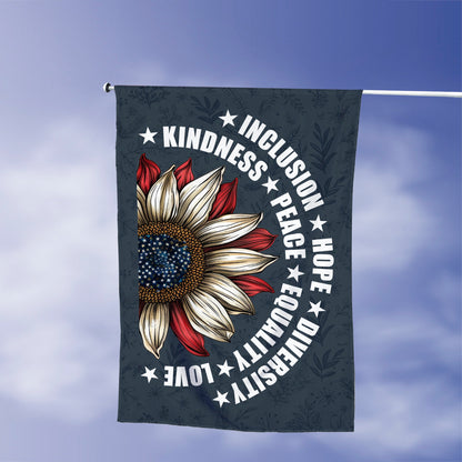 Sunflower Diversity Garden Flag: Peace, Love & Inclusion