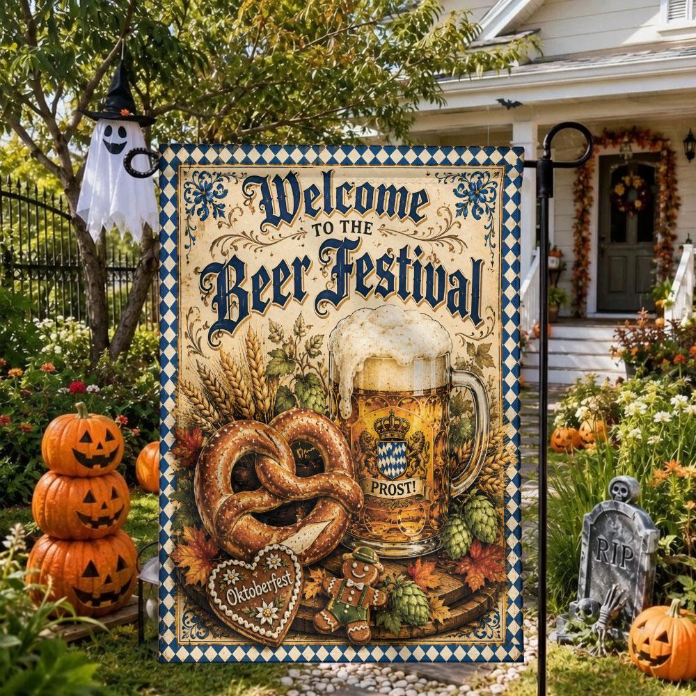 Oktoberfest Prost German Beer Garden Flag - Autumn Decor