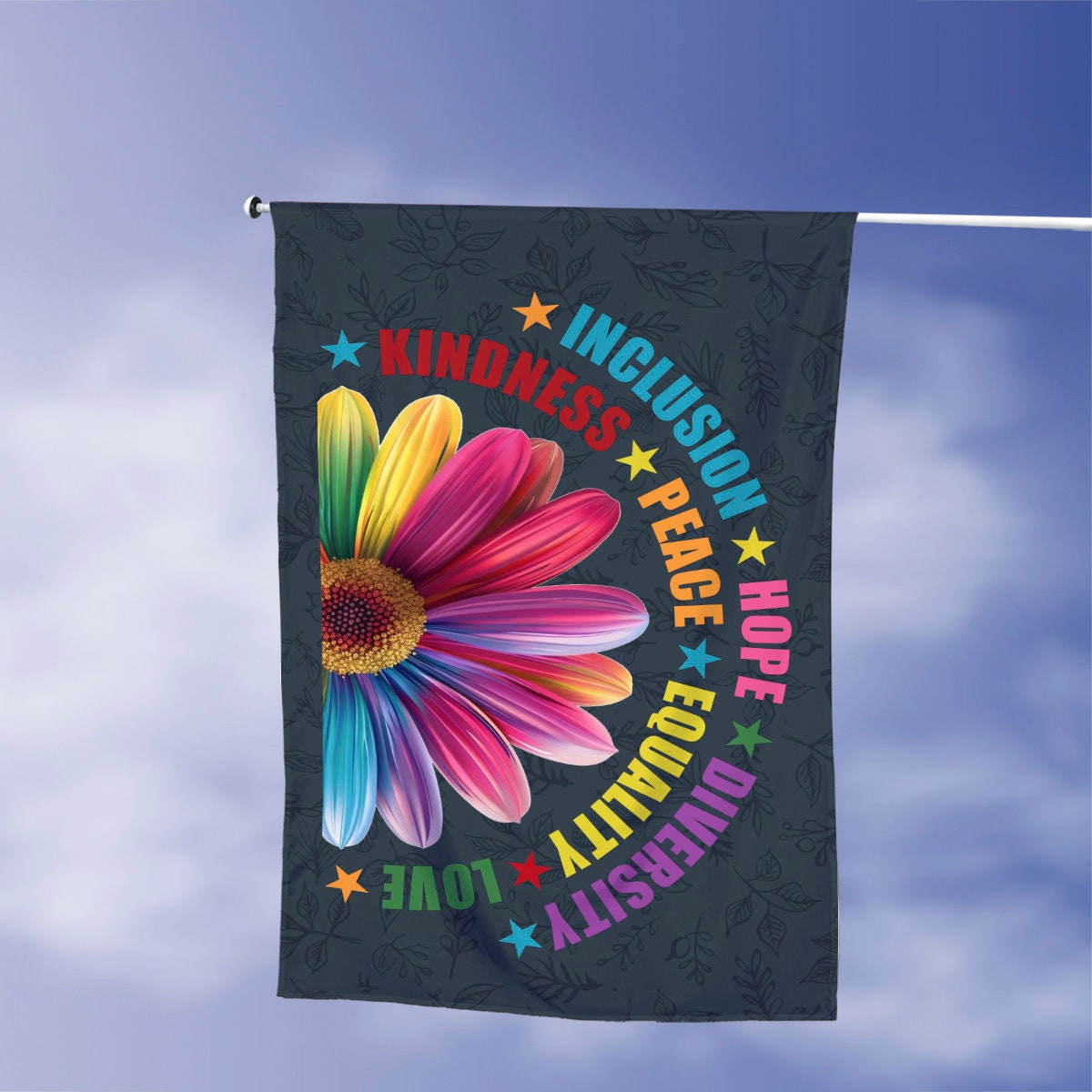 Sunflower Diversity Flag: Choose Kind, Peace & Equality Yard Decor