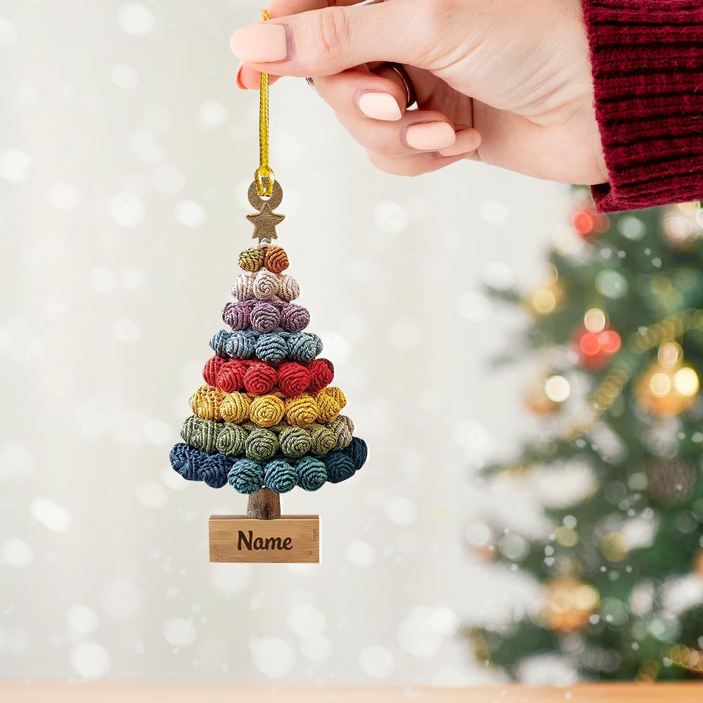 Personalized Crochet Christmas Ornament – Custom 2D Flat Knitting Ornament, Crochet Lover Holiday Gift for Mom, Christmas Tree Decor