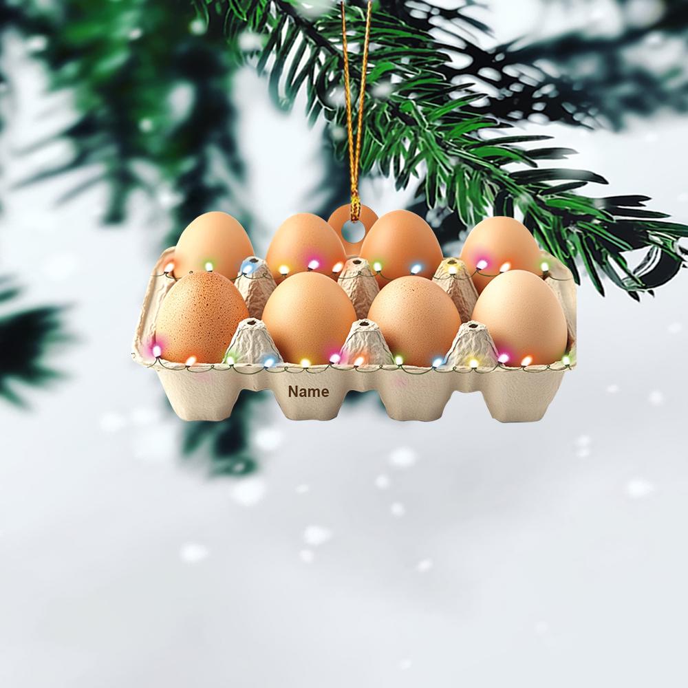 Personalized Egg Tray Christmas Ornament – Custom Eggs & Kitchen Ornament, Cooking Holiday Decor, Chef and Food Lover Christmas Gift