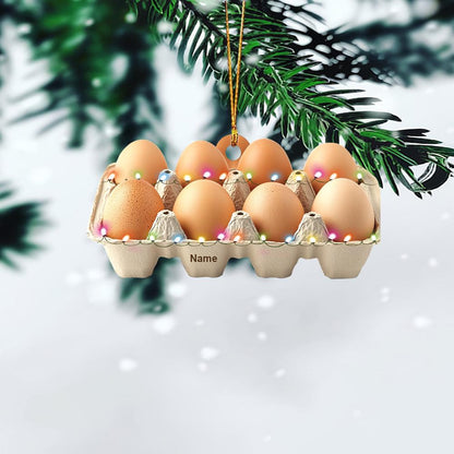 Personalized Egg Tray Christmas Ornament – Custom Eggs & Kitchen Ornament, Cooking Holiday Decor, Chef and Food Lover Christmas Gift