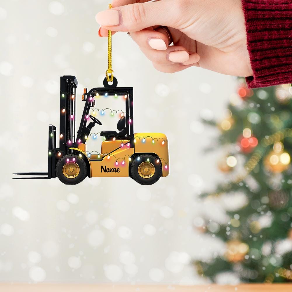 Personalized Forklift Christmas Ornament – Custom Forklift Truck Hanging Ornament, Warehouse Worker Holiday Gift & Christmas Tree Decor