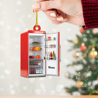 Fridge Christmas Ornament – Refrigerator Holiday Decor, Kitchen Christmas Tree Ornament, Chef & Cooking Lover Gift