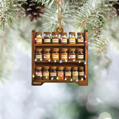 Personalized Spice Rack Christmas Ornament – Custom Cooking Spices Ornament, Kitchen Holiday Decor, Chef & Home Cook Xmas Gift