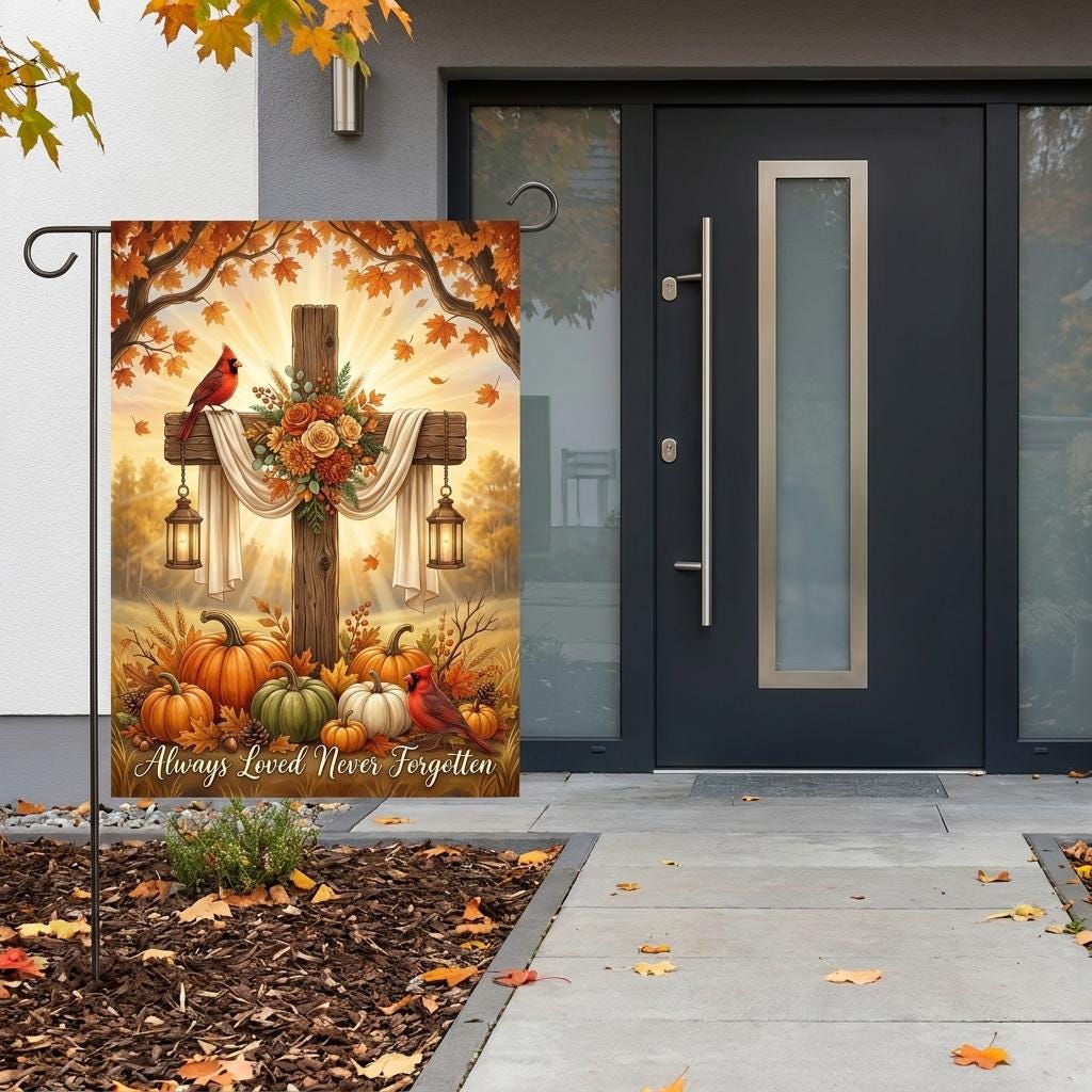 Memorial Garden Flag — Always Loved, Never Forgotten Remembrance Decor
