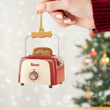 Bread Toaster Christmas Ornament – Festive Toaster with Christmas Lights, Kitchen Holiday Decor, Xmas Tree Hanging Gift