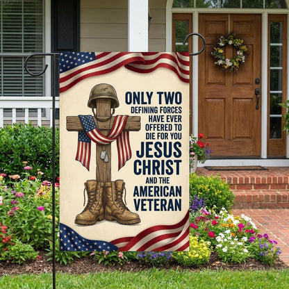 Jesus Christ American Veteran Flag: Christian Military Yard Decor