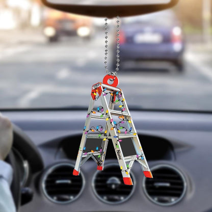 Personalized Construction Ladder Christmas Ornament – Custom Builder Ornament, Construction Worker Holiday Gift, Contractor Christmas Decor