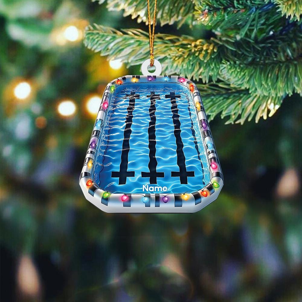 Personalized Swimming Pool Christmas Ornament – Custom Pool Ornament, Pool Lover Holiday Gift, Swimming Christmas Tree Decor
