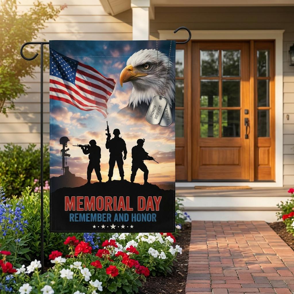 Memorial Day Bald Eagle Flag: Patriotic Soldier Yard Decor