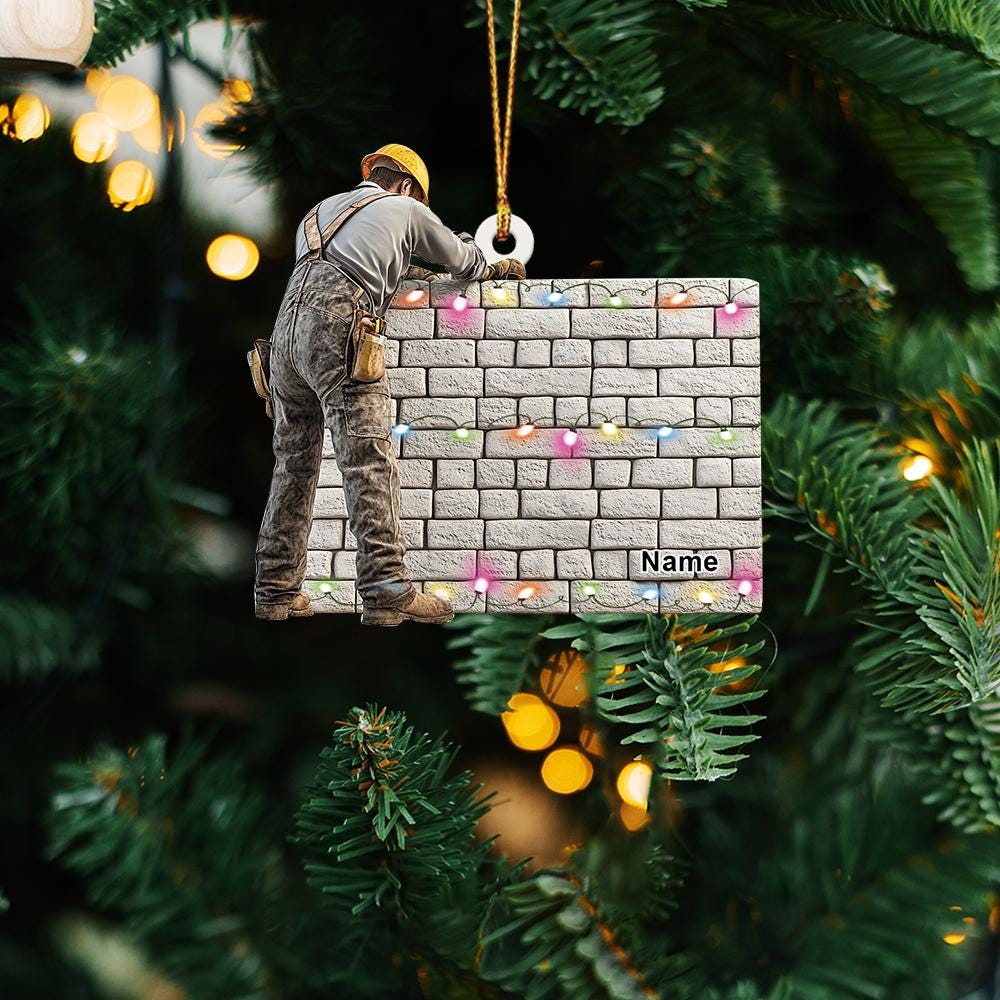 Personalized Construction Worker Christmas Ornament – Custom Builder & Handyman Ornament, Contractor Holiday Gift, Christmas Tree Decor