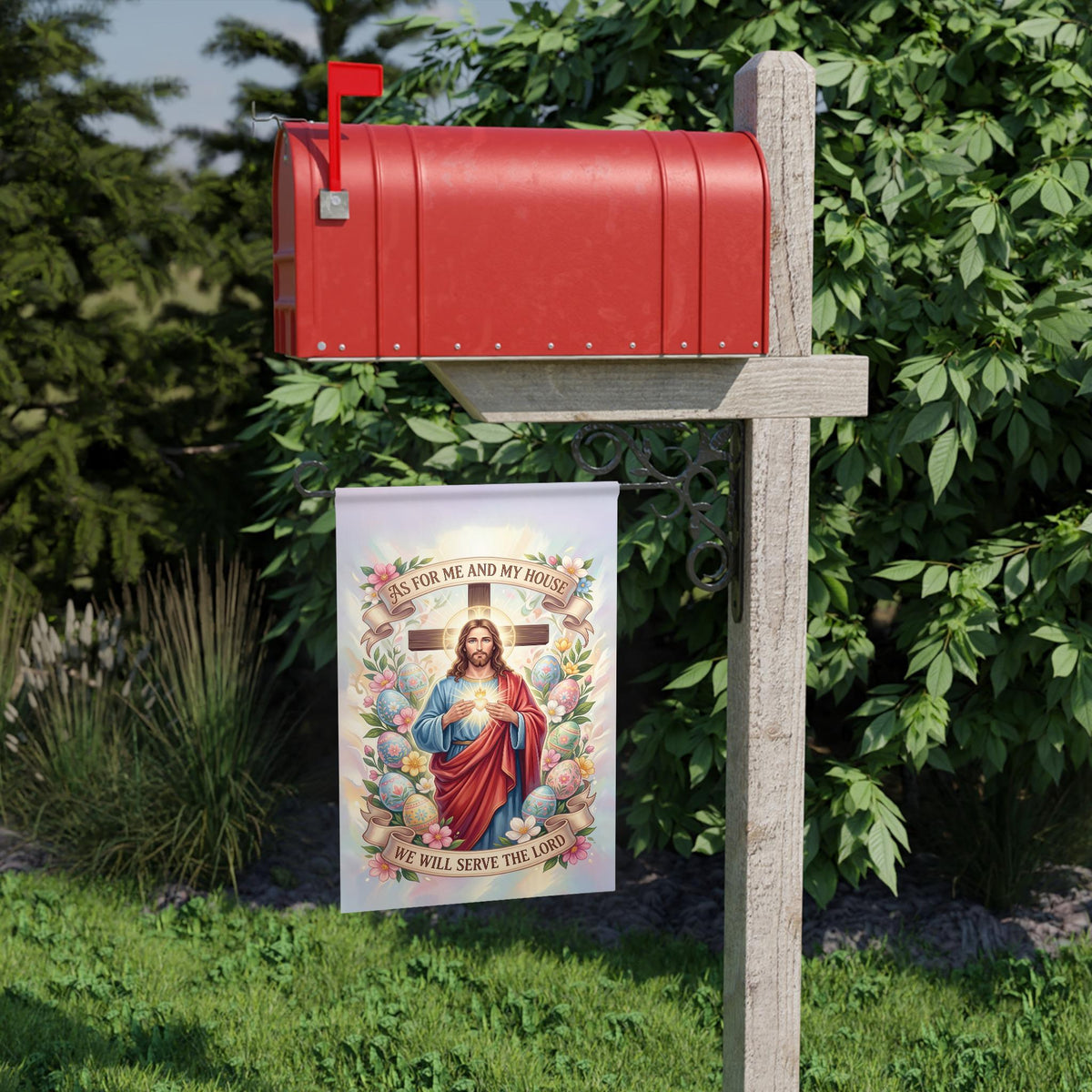 "Serve The Lord" Religious Yard Flag - Christian Outdoor Decor