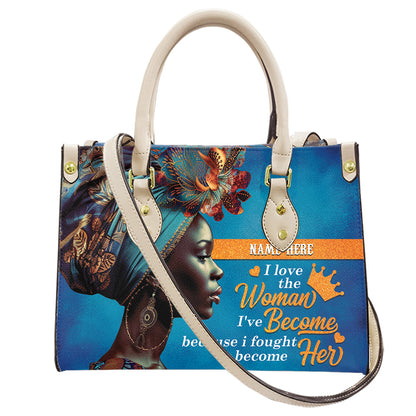 The Woman I've Become Motivational Bag- Personalized PU Leather Handbag For African American Women ID-0322-WPYA