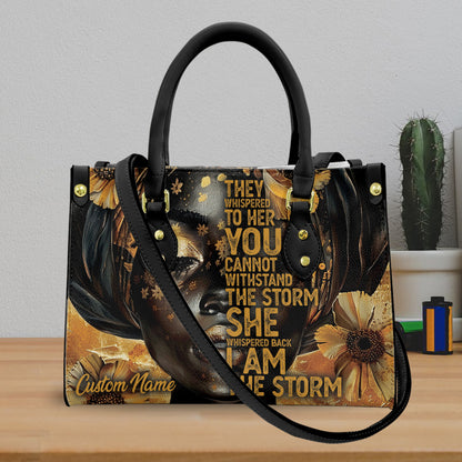 I Am The Storm Inspirational Leather Handbag for Black Women ID-0322-GVEL