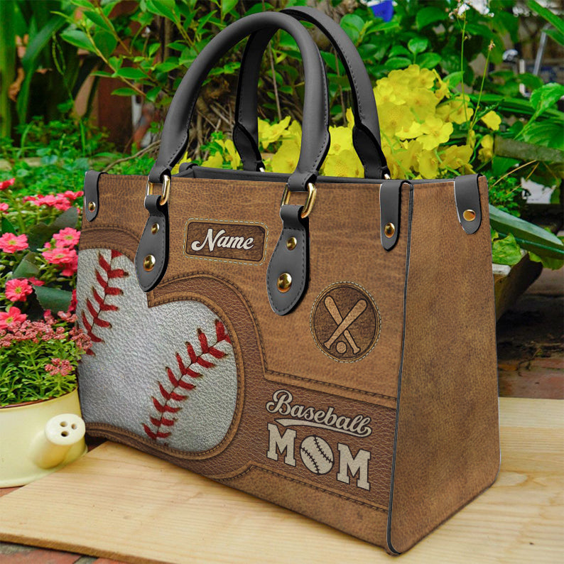 Gift for Baseball Mom- Personalized Leather Handbag for Baseball Lover ID-0703-KI0T