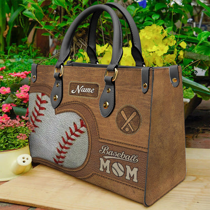 Gift for Baseball Mom- Personalized Leather Handbag for Baseball Lover ID-0703-KI0T
