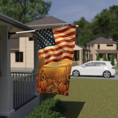 Patriotic Fall Flag: Stars, Stripes & Pumpkin Harvest Decor
