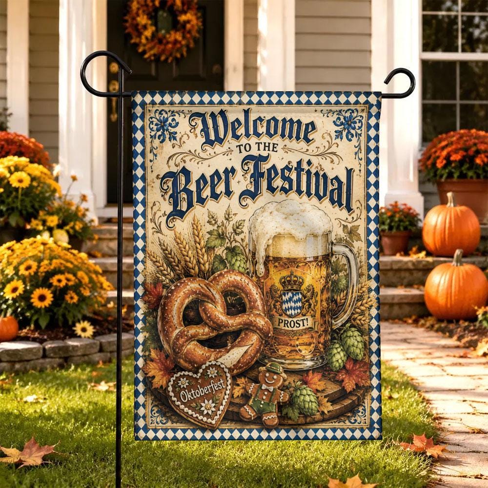 Oktoberfest Prost German Beer Garden Flag - Autumn Decor