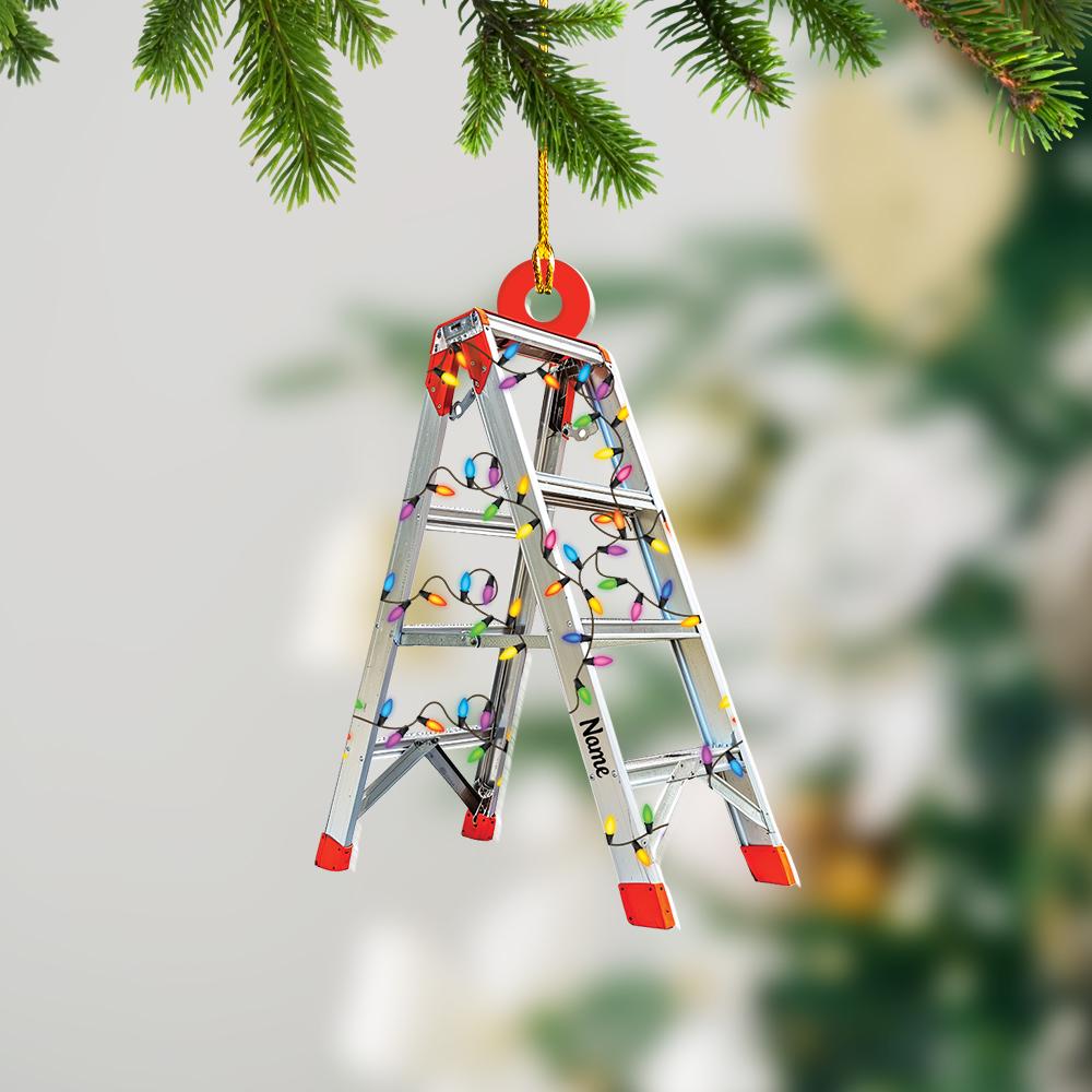Personalized Construction Ladder Christmas Ornament – Custom Builder Ornament, Construction Worker Holiday Gift, Contractor Christmas Decor