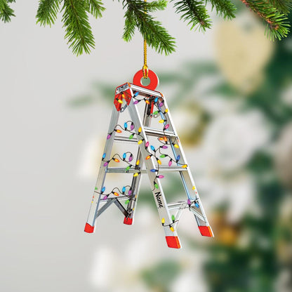 Personalized Construction Ladder Christmas Ornament – Custom Builder Ornament, Construction Worker Holiday Gift, Contractor Christmas Decor
