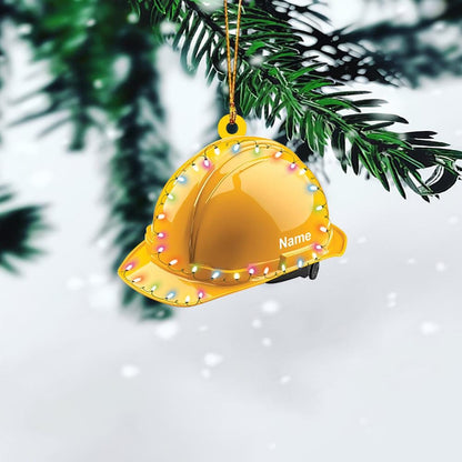Personalized Construction Helmet Christmas Ornament – Custom Safety Hard Hat Ornament, Builder Holiday Gift, Construction Worker Xmas Decor