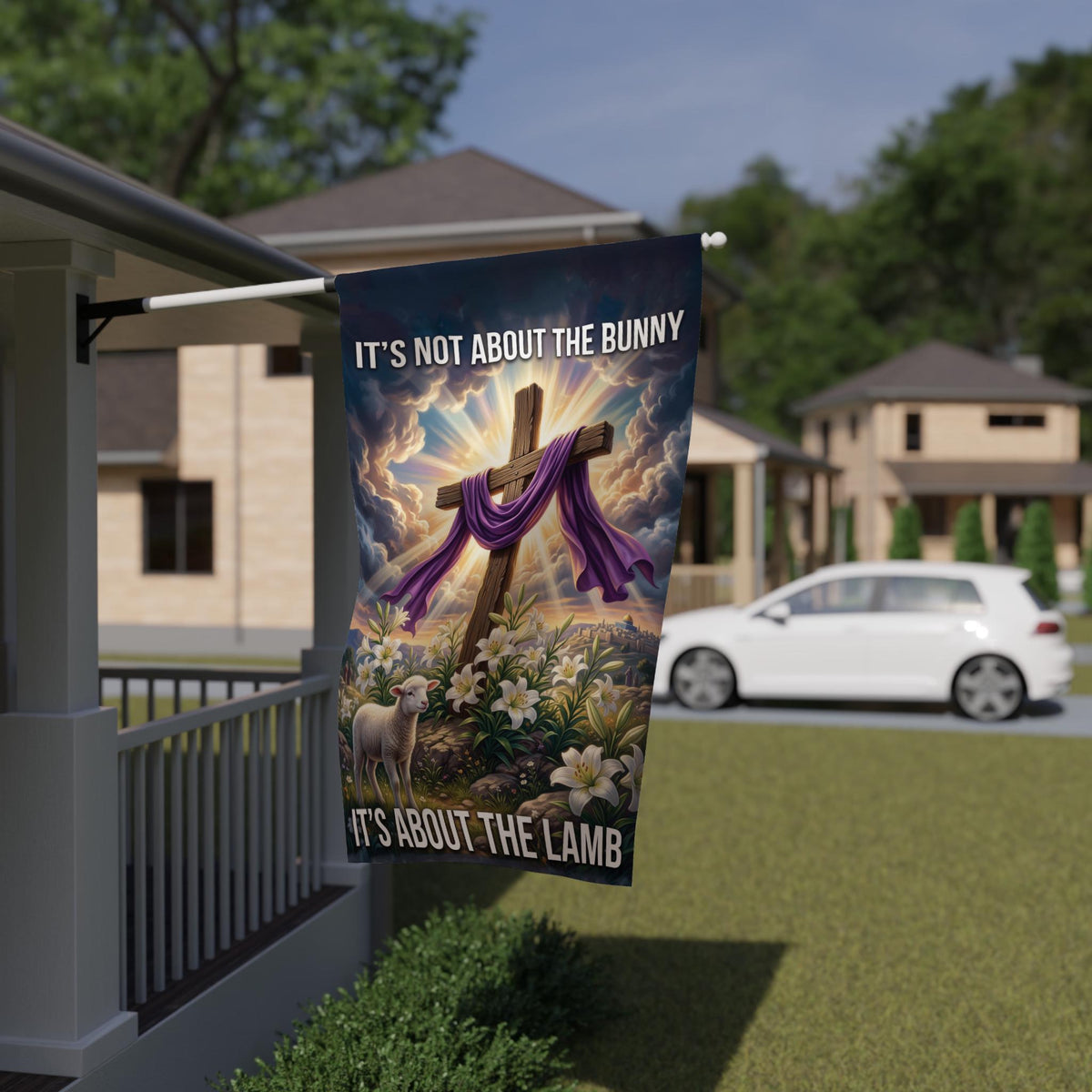 "It's Not About The Bunny It's About The Lamb" Easter Garden Flag