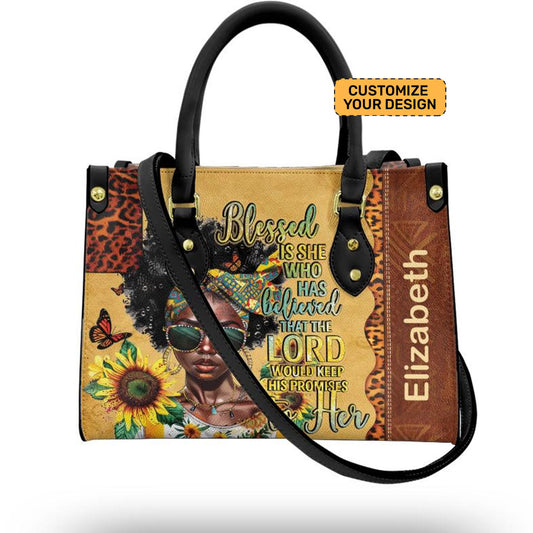 She Believed Christian Personalized Leather Handbag for Black Women ID-0322-SKMW