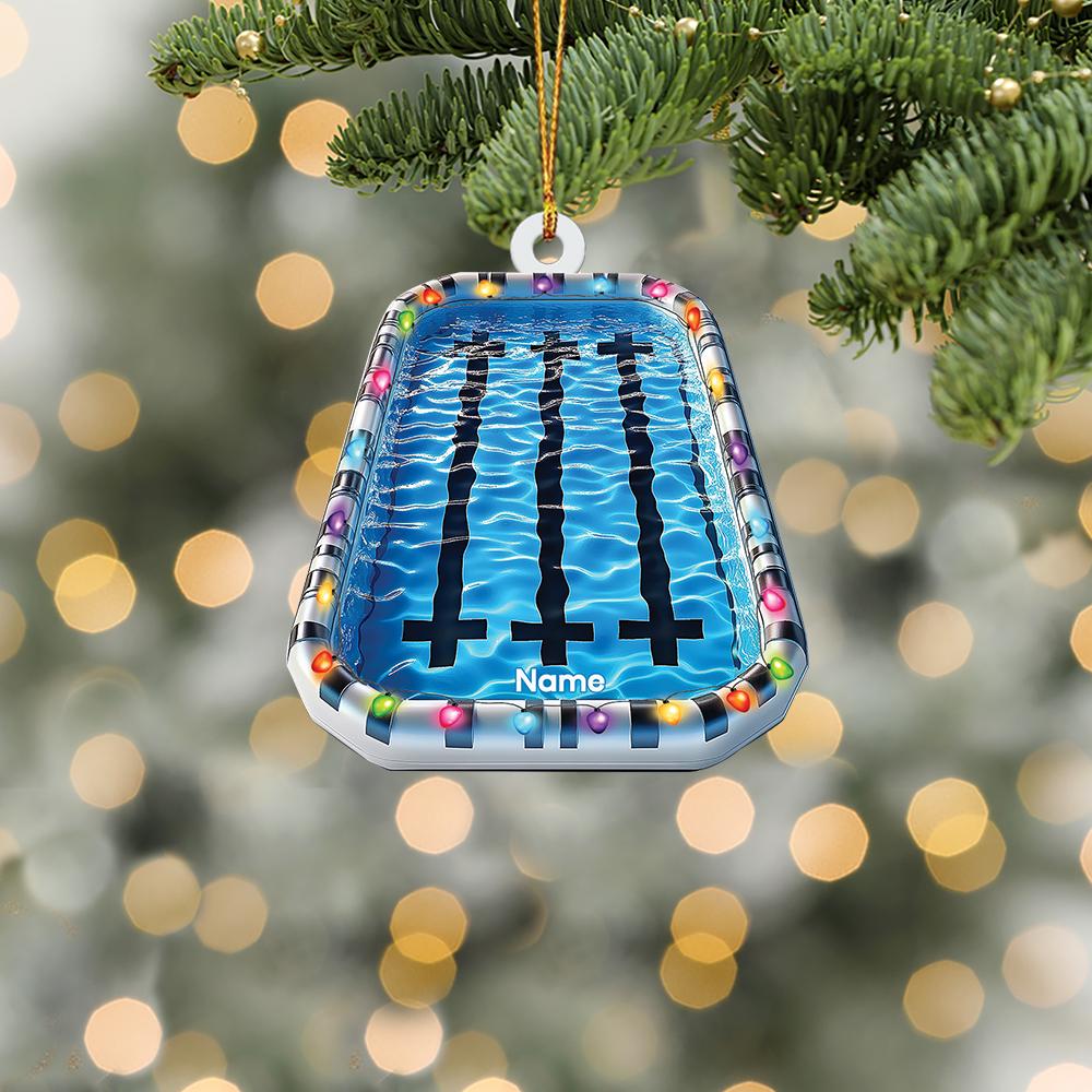 Personalized Swimming Pool Christmas Ornament – Custom Pool Ornament, Pool Lover Holiday Gift, Swimming Christmas Tree Decor