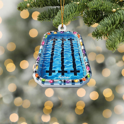 Personalized Swimming Pool Christmas Ornament – Custom Pool Ornament, Pool Lover Holiday Gift, Swimming Christmas Tree Decor