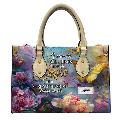 I Can Do All Things Through Him Who Strengthens Me Bible Verse PU Leather Handbag Umds2-2