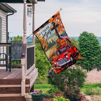 Fall For Jesus Pumpkin Truck House Flag: Christian Autumn Decor
