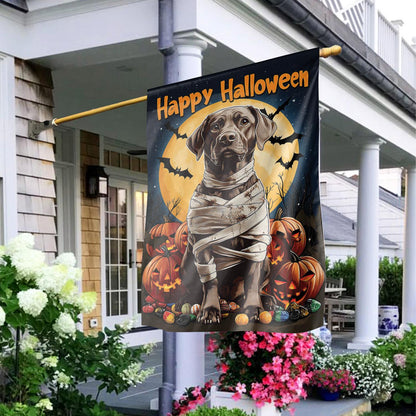 Happy Halloween Labrador Retriever Double-Sided Garden Flag – Mummy Dog & Pumpkin Yard Decor, Spooky Fall Outdoor House Banner
