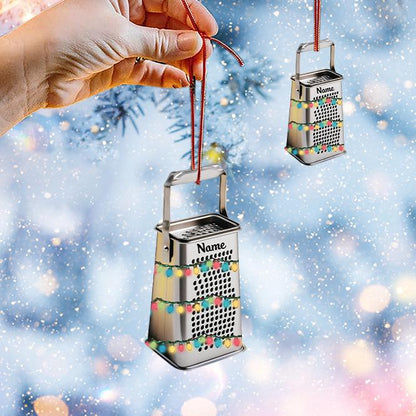 Personalized Cheese Grater Christmas Ornament – Custom Cooking Ornament, Cheese Lover Holiday Gift, Chef & Kitchen Christmas Decor
