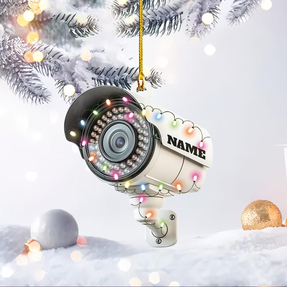Personalized CCTV Christmas Ornament – Custom Security Camera Hanging Ornament, Surveillance Holiday Gift, Christmas Tree Decor
