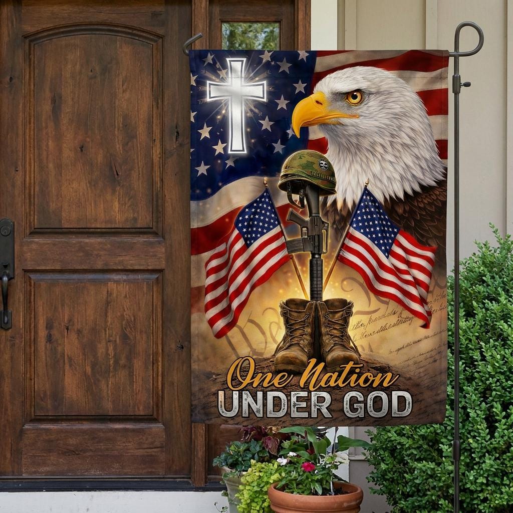 "One Nation Under God" Christian Patriot Garden Flag