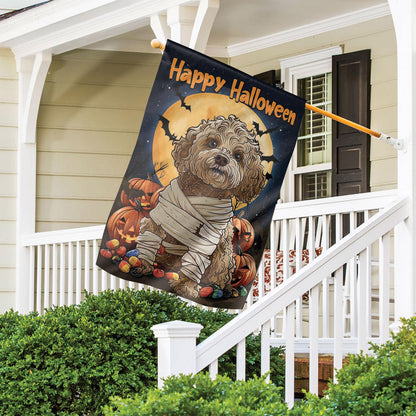 Mummy Cockapoo Halloween Garden Flag: Pumpkin Dog Porch Decor