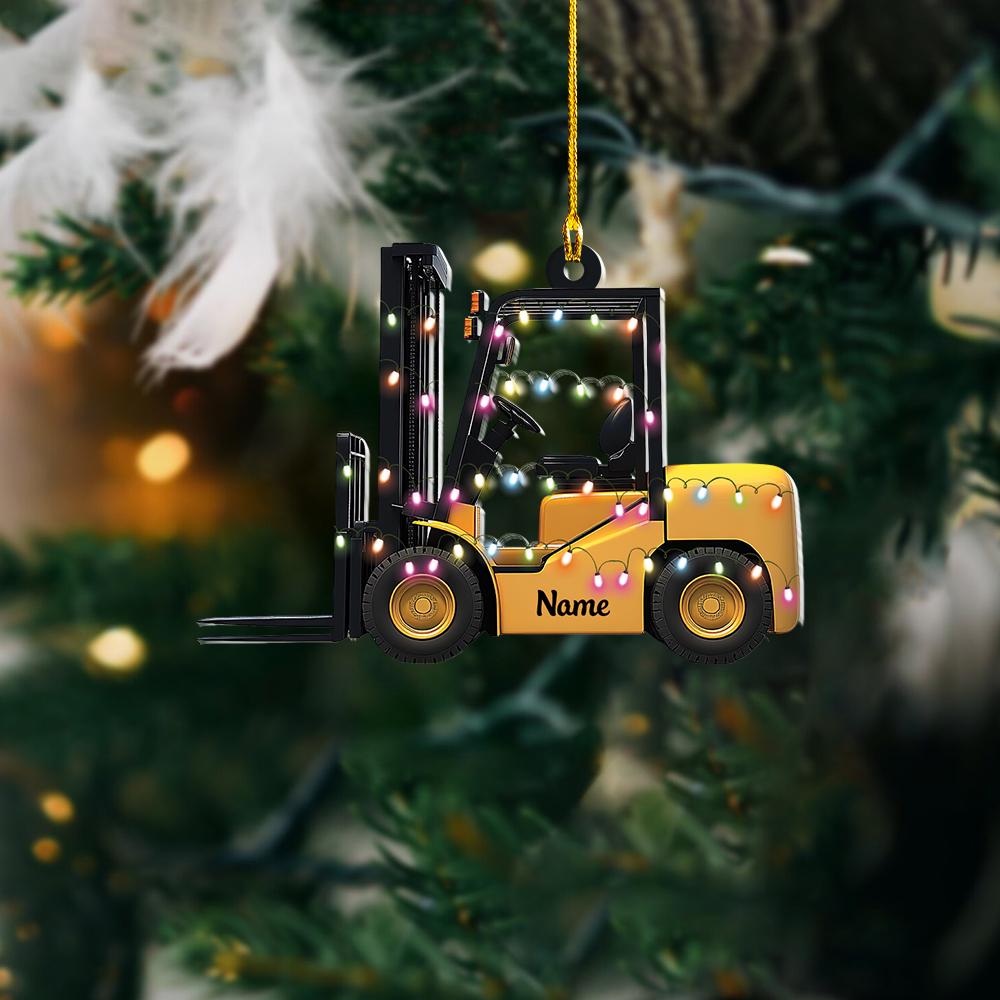 Personalized Forklift Christmas Ornament – Custom Forklift Truck Hanging Ornament, Warehouse Worker Holiday Gift & Christmas Tree Decor
