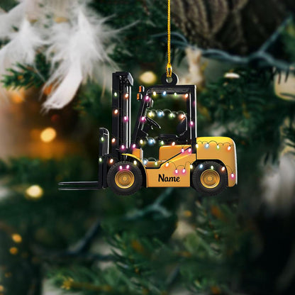 Personalized Forklift Christmas Ornament – Custom Forklift Truck Hanging Ornament, Warehouse Worker Holiday Gift & Christmas Tree Decor