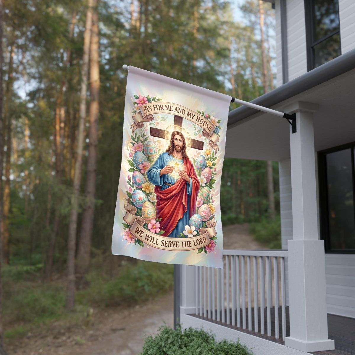 "Serve The Lord" Religious Yard Flag - Christian Outdoor Decor
